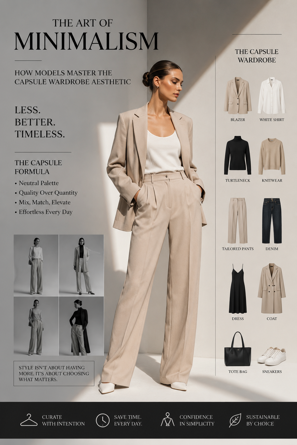 The Art of Minimalism: How Models Master the Capsule Wardrobe Aesthetic