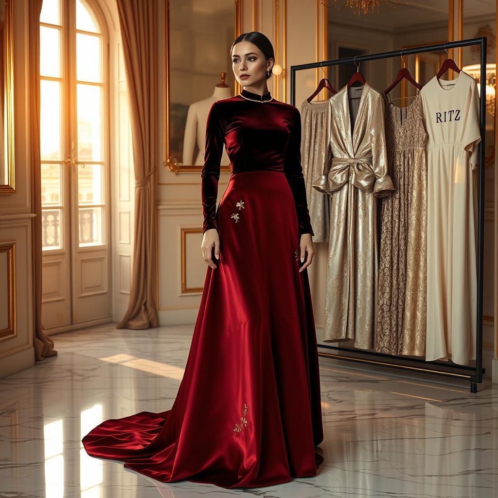 Ritz’s Modern Modest Marvels: The Interplay of Armani Silk, Velvet, and Shimmer in Exclusive Designer Abayas and Evening Gowns