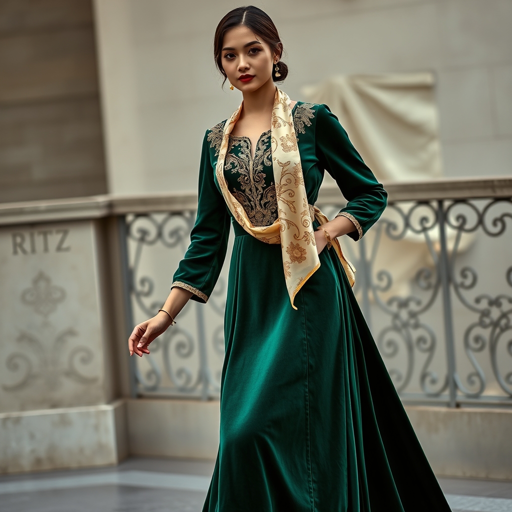 The Ritz Luxury Dress: A Masterclass in Modern Modest Elegance with Armani Silk and Velvet