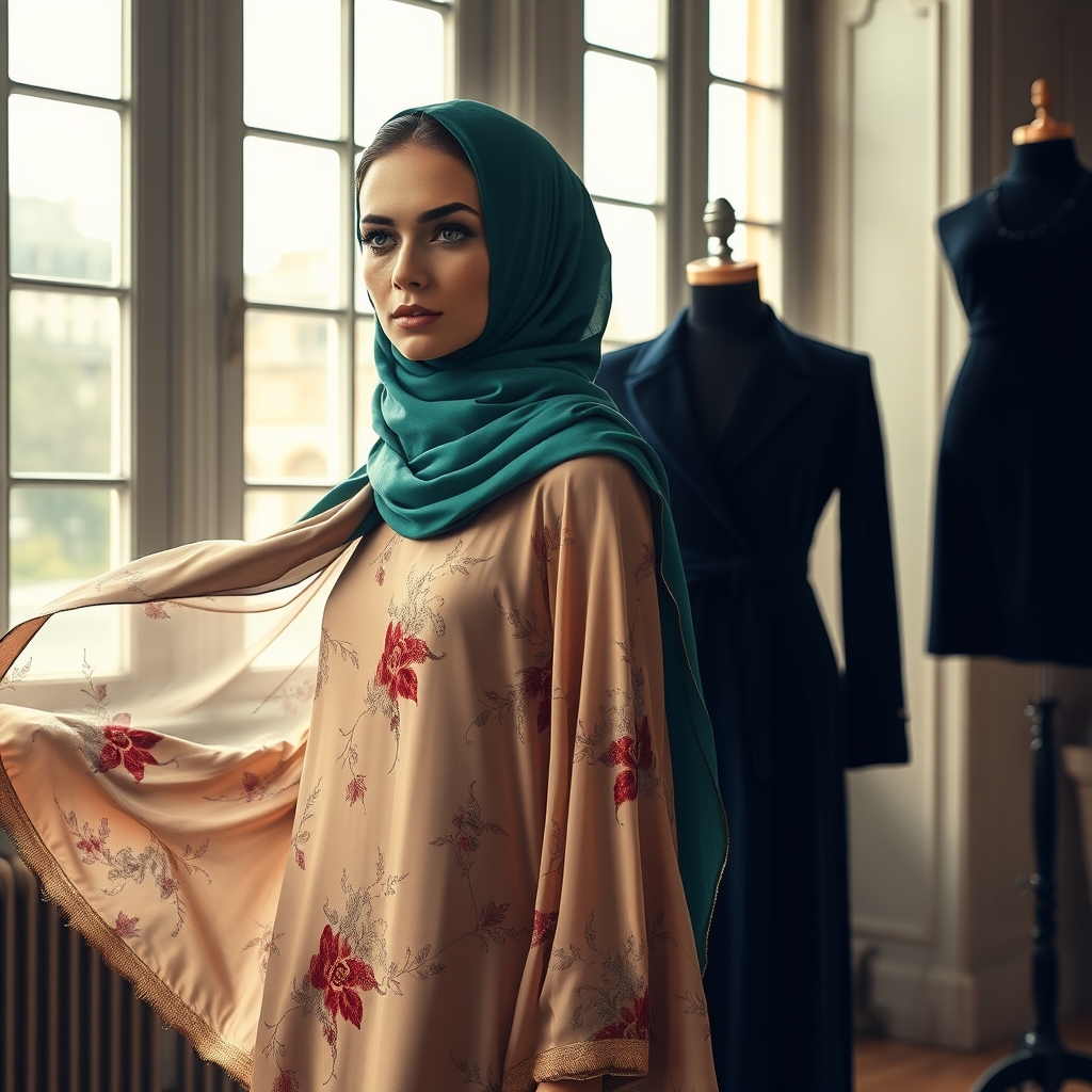 Ritz’s Modern Modest Mastery: The Art of Armani Silk and Velvet in Crafting the Ultimate Luxury Scarf and Abaya Collection